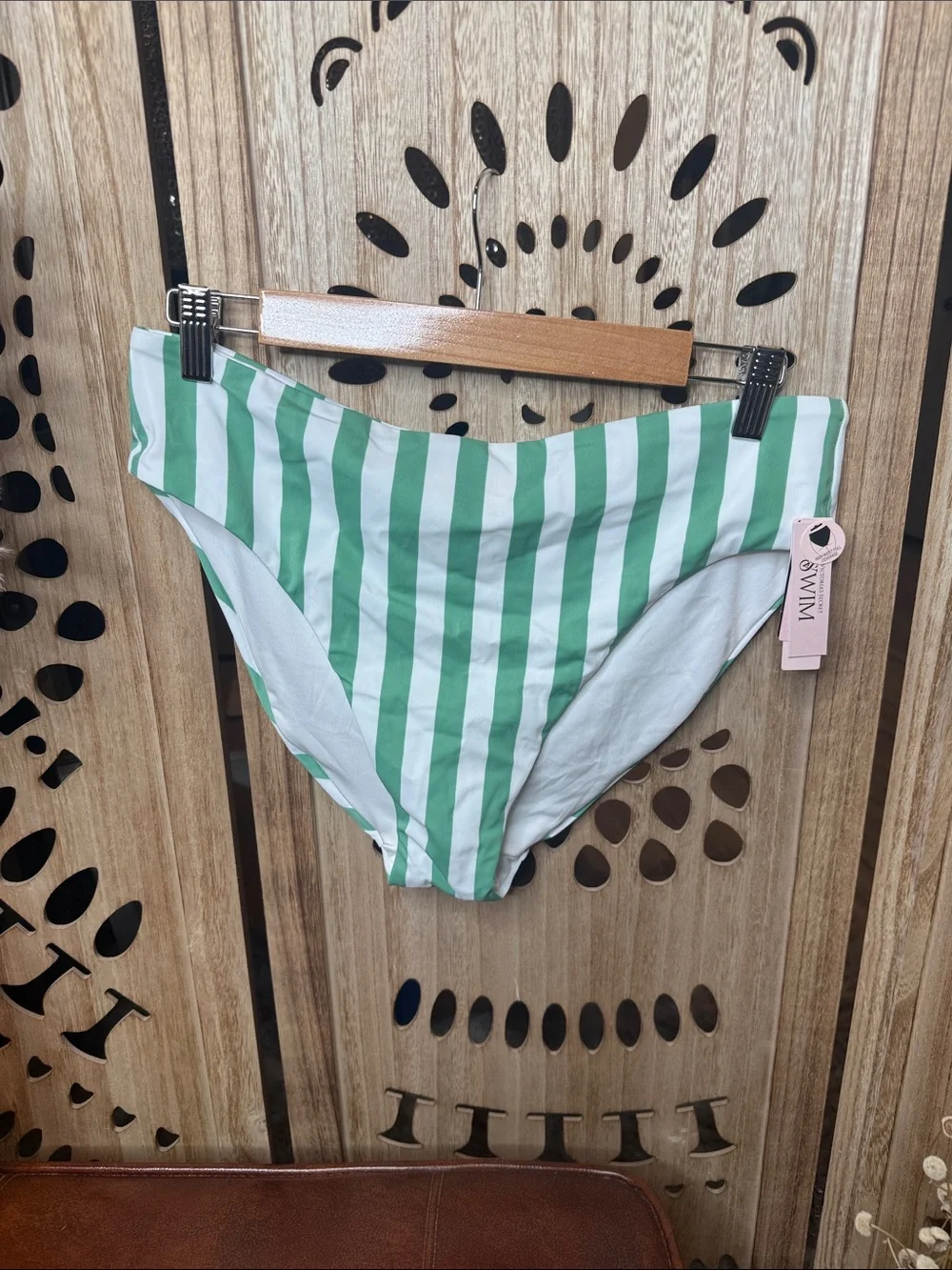 Victoria's Secret Green & White Striped Bikini Bottoms